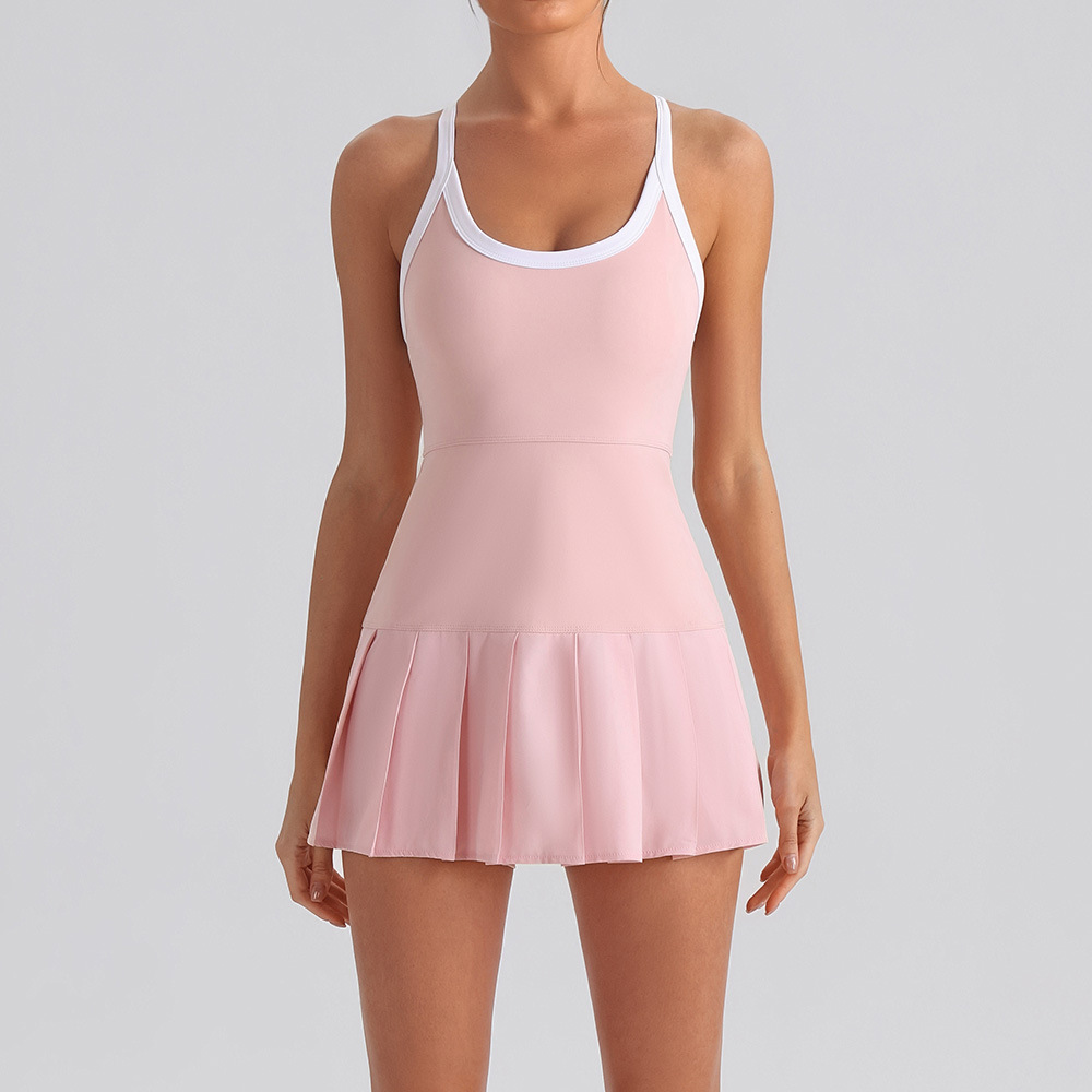 Yoga Fitness Dress - Pleated One Piece Yoga Dress For