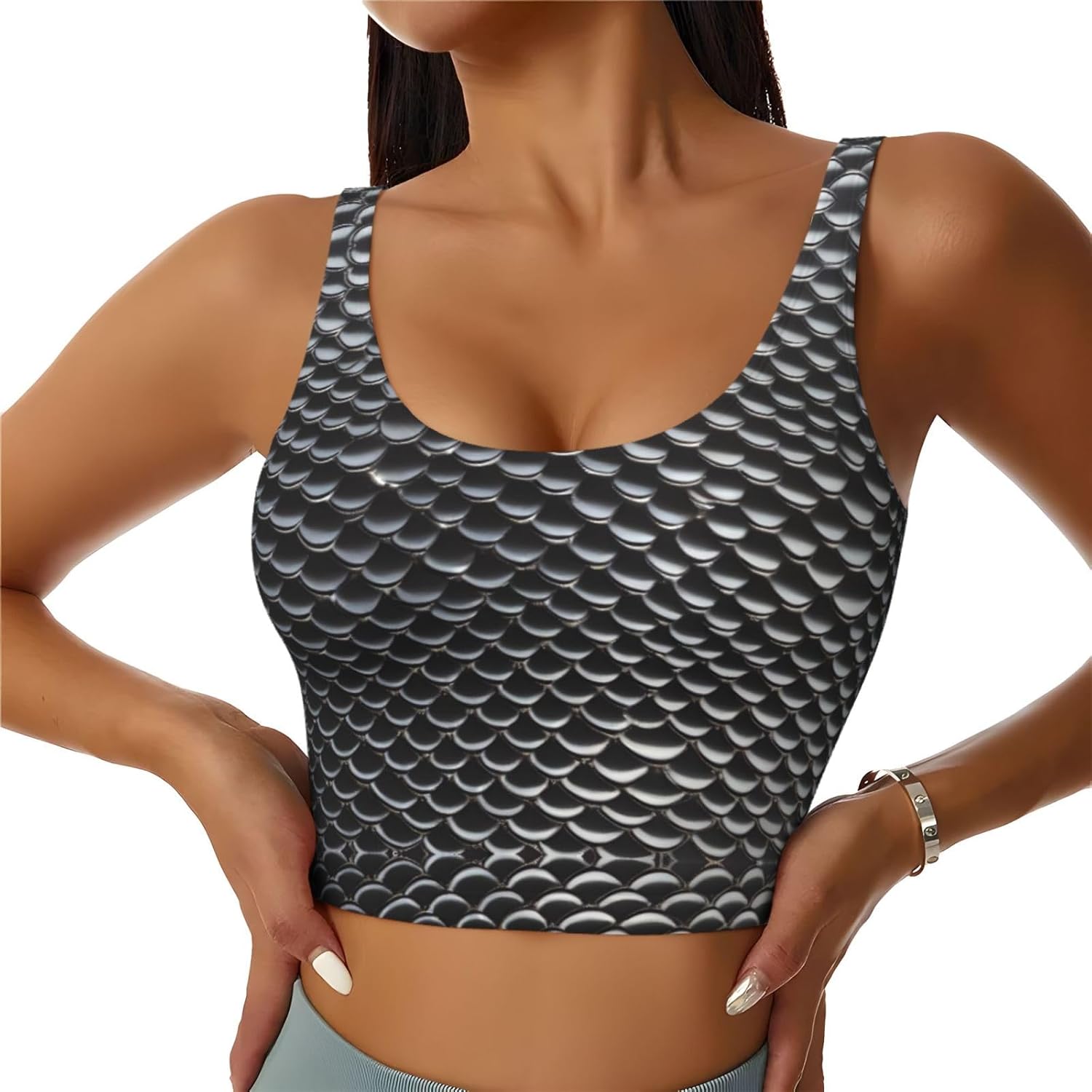 Silver fish scale Printed Wome - Yoga Fitness Women 리뷰 및 가격