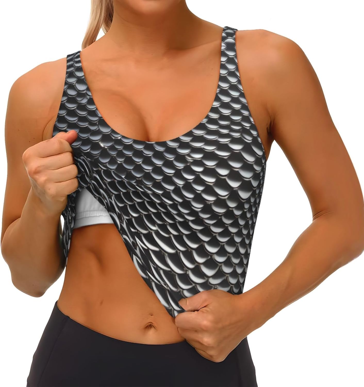Silver fish scale Printed Wome - Yoga Fitness Women 리뷰 및 가격