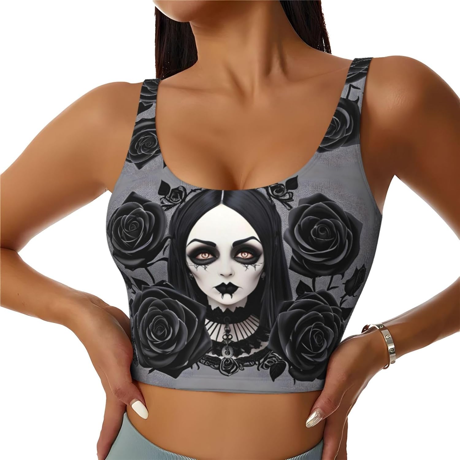 gothic black roses Printed Wom - Yoga Fitness Women 리뷰 및 가격