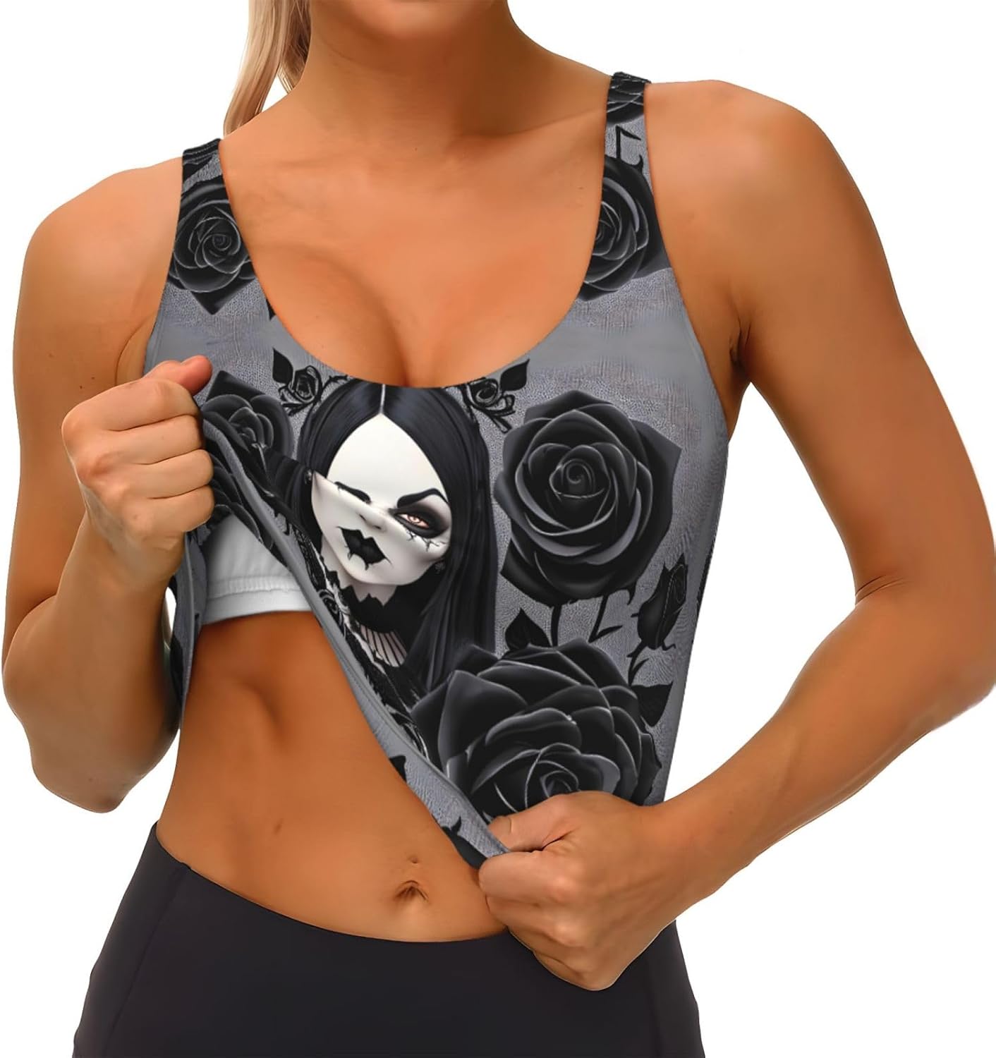 gothic black roses Printed Wom - Yoga Fitness Women 리뷰 및 가격