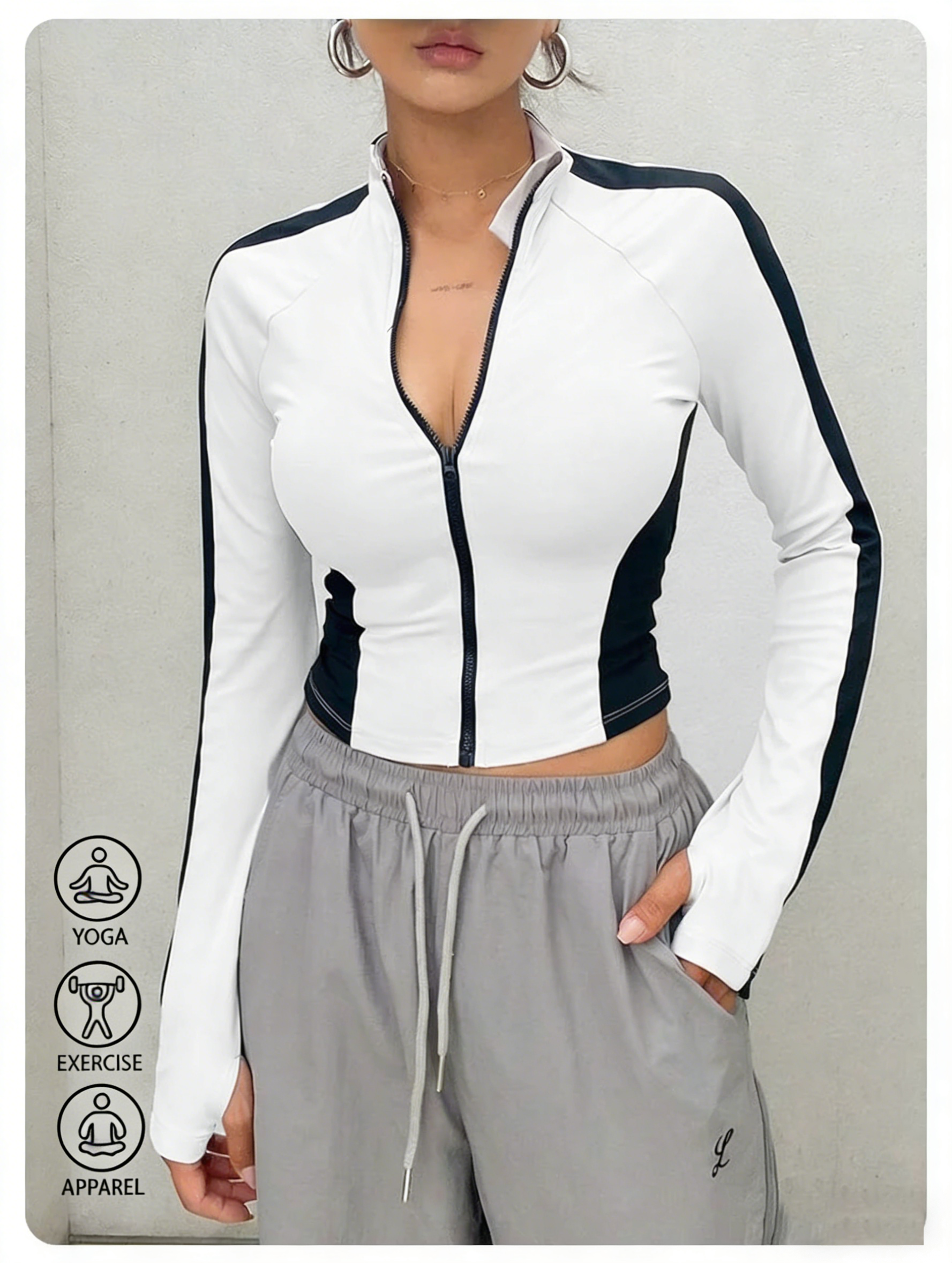 Yoga Clothes Stand Up Collar J - Yoga Fitness Women 리뷰 및 가격