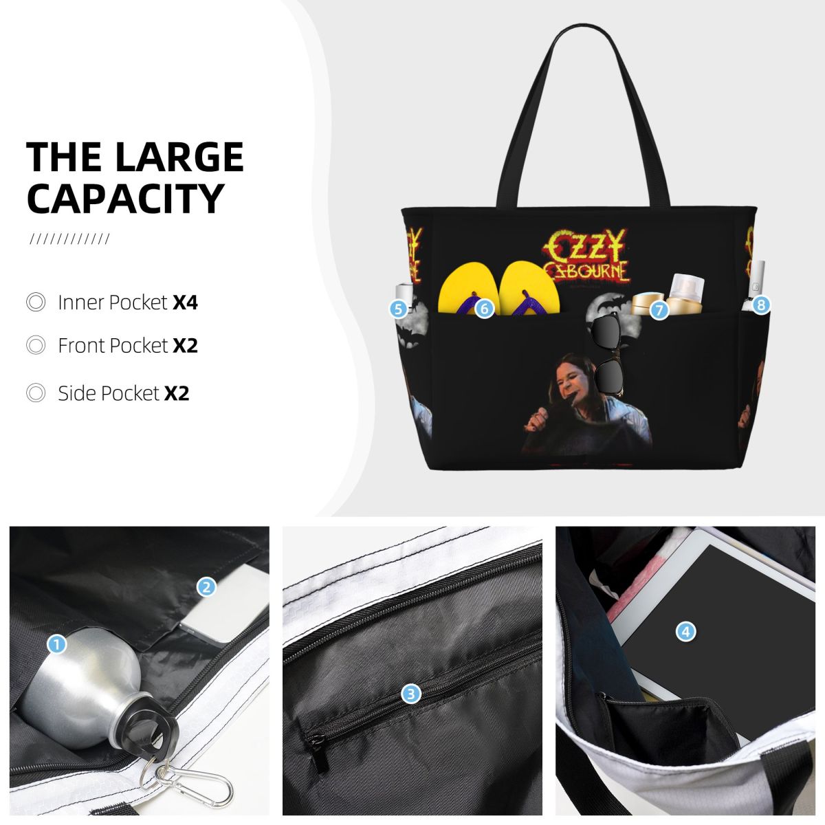 Ozzy Osbourne Merch Beach Tote - Yoga Fitness Merch 리뷰 및 가격