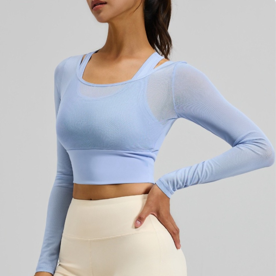 Mesh fake two long sleeved yog - Yoga Daily Fitness 리뷰 및 가격