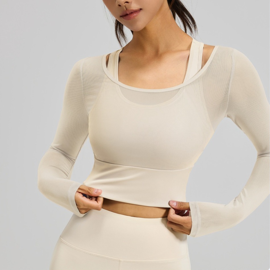 Mesh fake two long sleeved yog - Yoga Daily Fitness 리뷰 및 가격