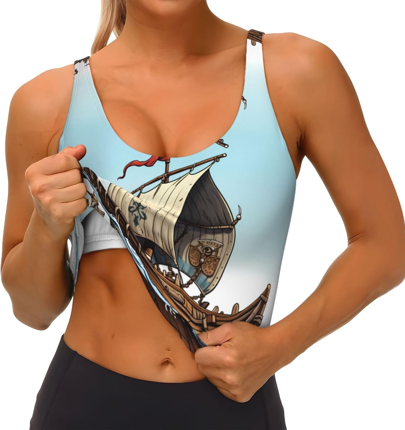 Cartoon Old Boat Prints Women' - Yoga Fitness Women 리뷰 및 가격