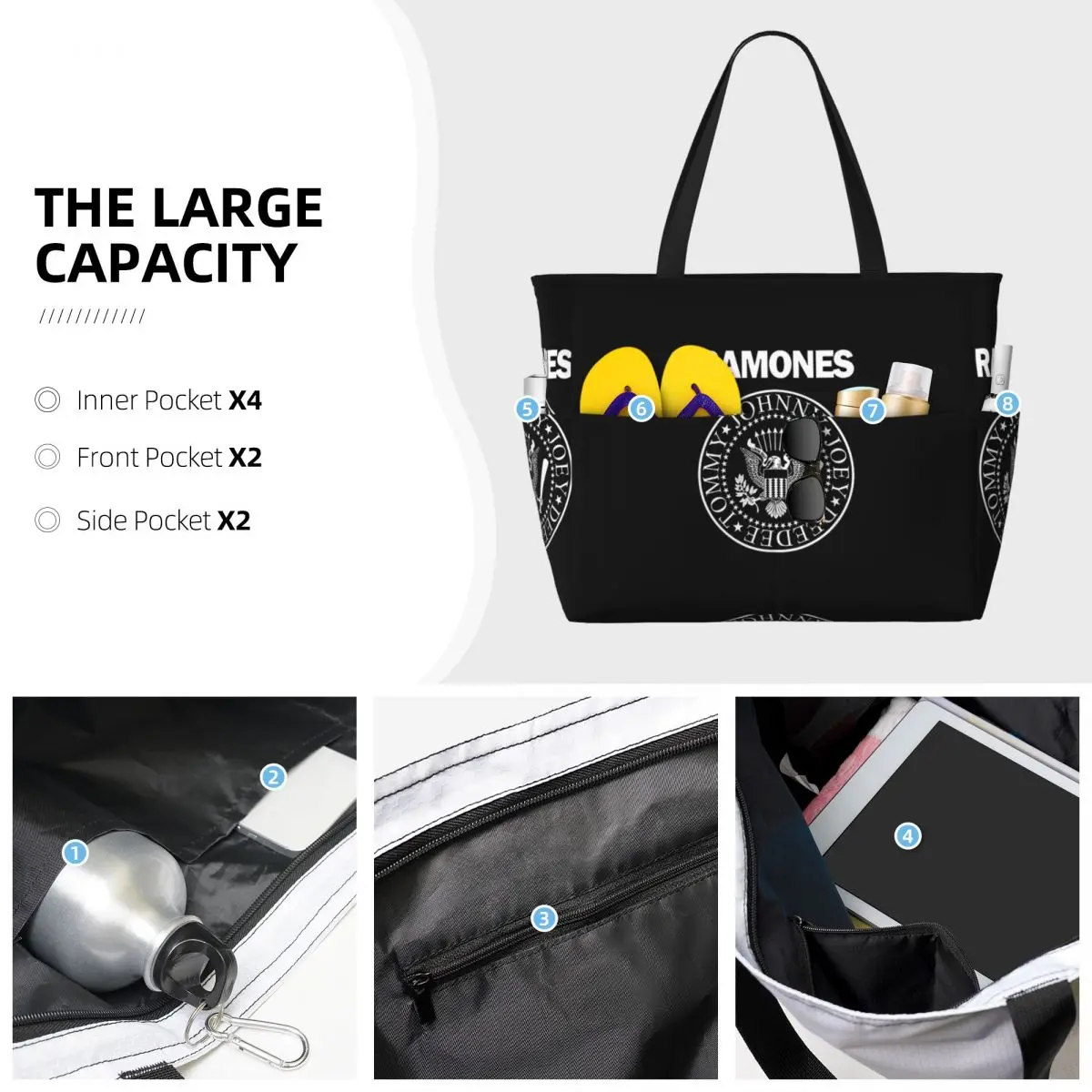 The Ramone Merch Beach Tote Ba - Yoga Fitness Merch 리뷰 및 가격