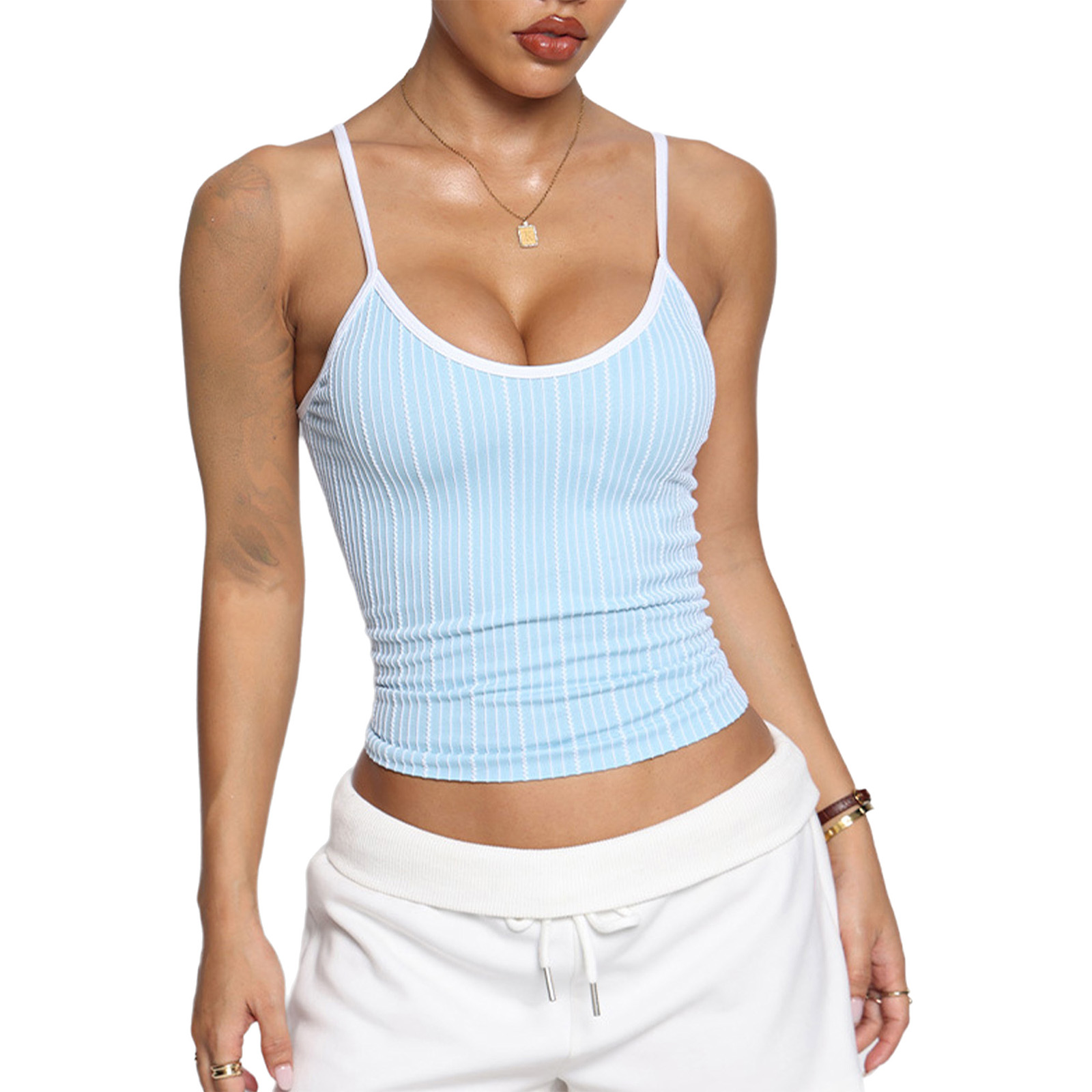 Women U Neck Striped Adjustabl - Yoga Daily Fitness 리뷰 및 가격