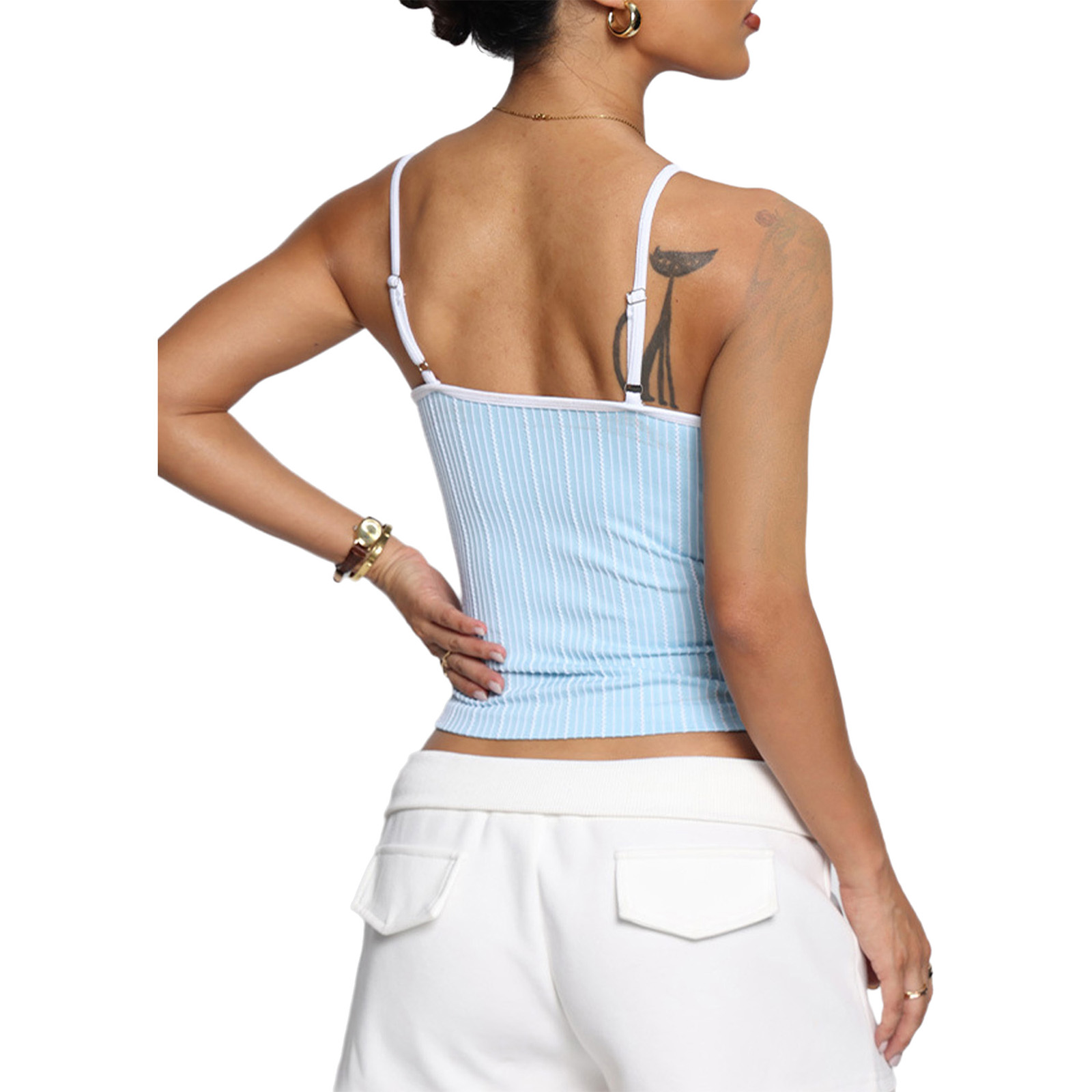 Women U Neck Striped Adjustabl - Yoga Daily Fitness 리뷰 및 가격
