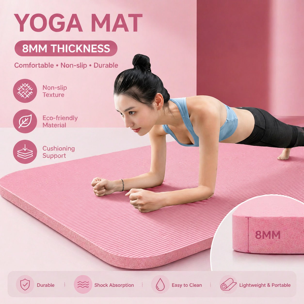 185*61CM Pink Non Slip Yoga Ma - Yoga Daily Fitness 리뷰 및 가격